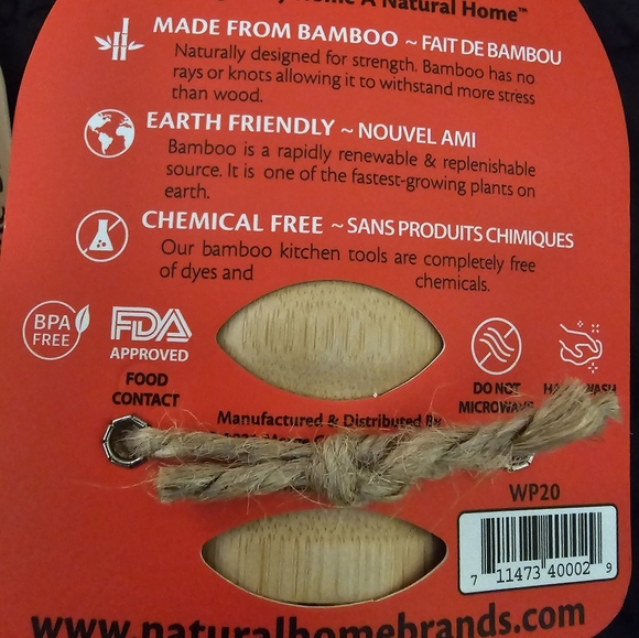 6 Bamboo Veggie Wooden Brush Scrubbers. (New) - Picture 3 of 5